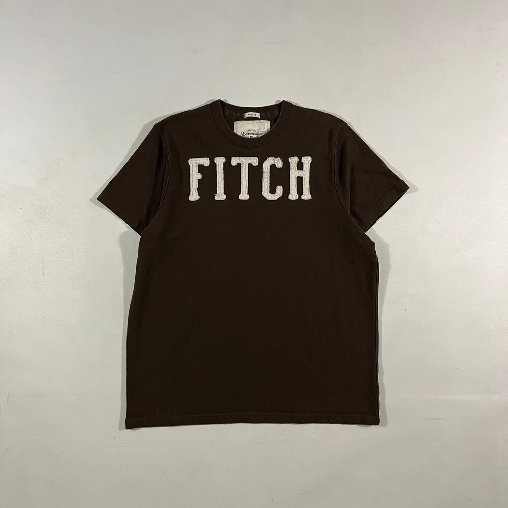 Y2K Abercrombie & Fitch Brown FITCH Spellout Muscle Fit Tee XXL